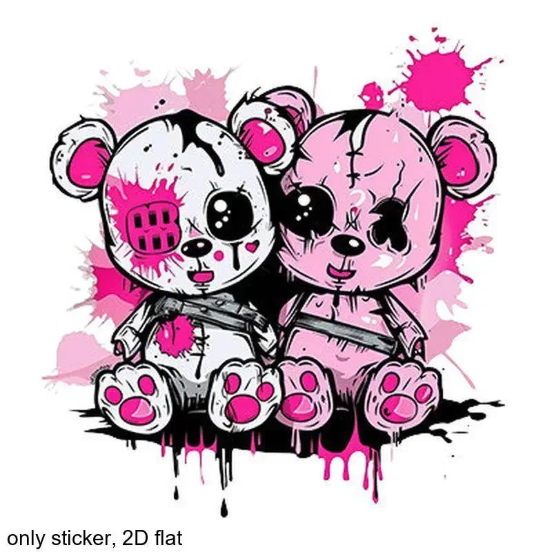 

Decorative Decal For Car & Laptop Distressed Teddy Bear Punk Gothic Style Adhesive Sticker -