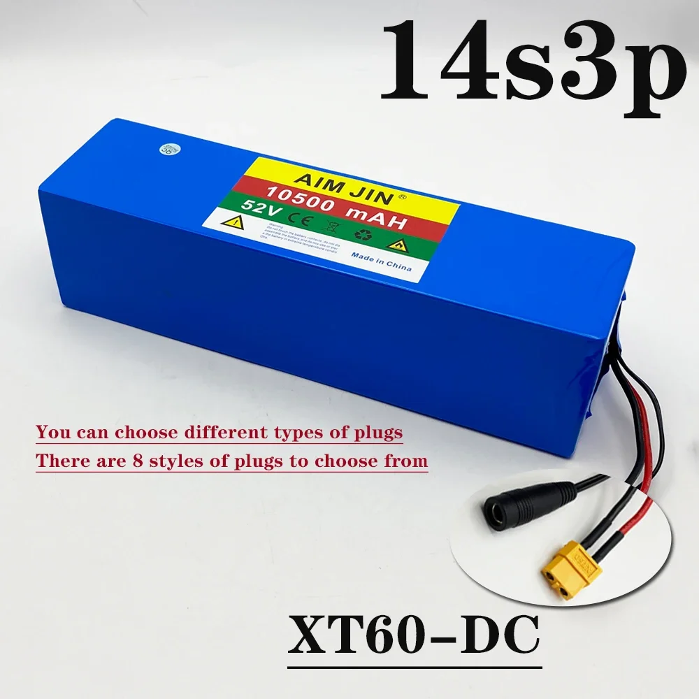 14S3P 52 V PVC wasserdichter 18650 Lithium-Akku für 1500 W 1000 W Motorrad Elektro-EScooter mit integriertem BMS und
