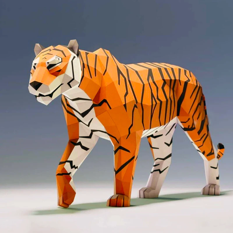 136cm Big Tiger Paper Model 3D DIY Animal Papercraft Room Ornament Porch Decoration Creative Puzzles Handmade Low Poly Model kit