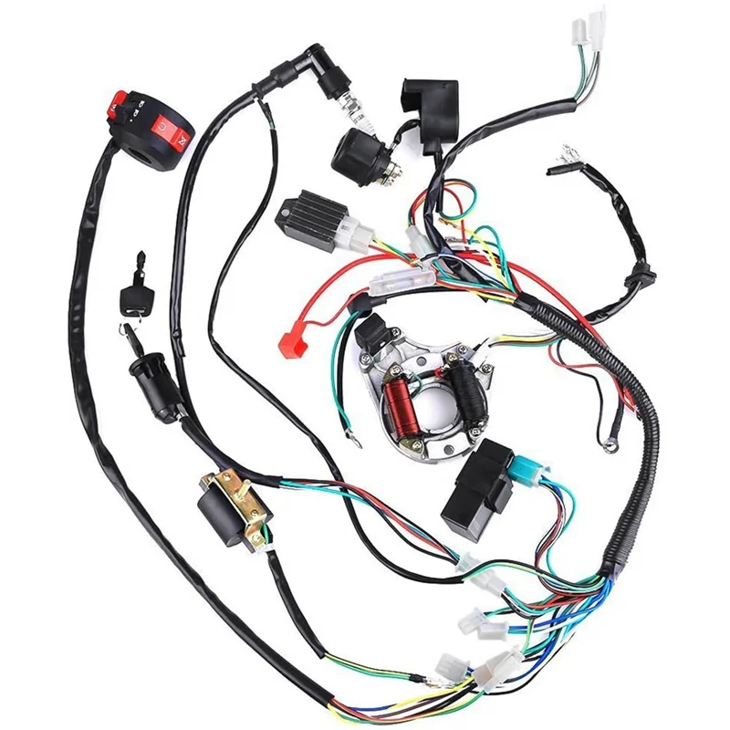 Starting Harness Line Start Ignition Kit ATV Accessories 70 90 110Cc Full Vehicle Wiring Harness