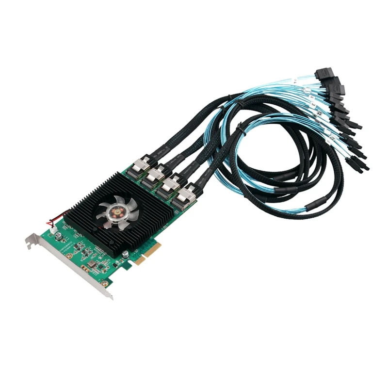 Tarjeta controladora SATA 6G X4 PCI Express de 16 puertos, Marvell 88SE9215, Chipset Pcie SATA III 3,0 con Cable Mini SAS a 4 Sata