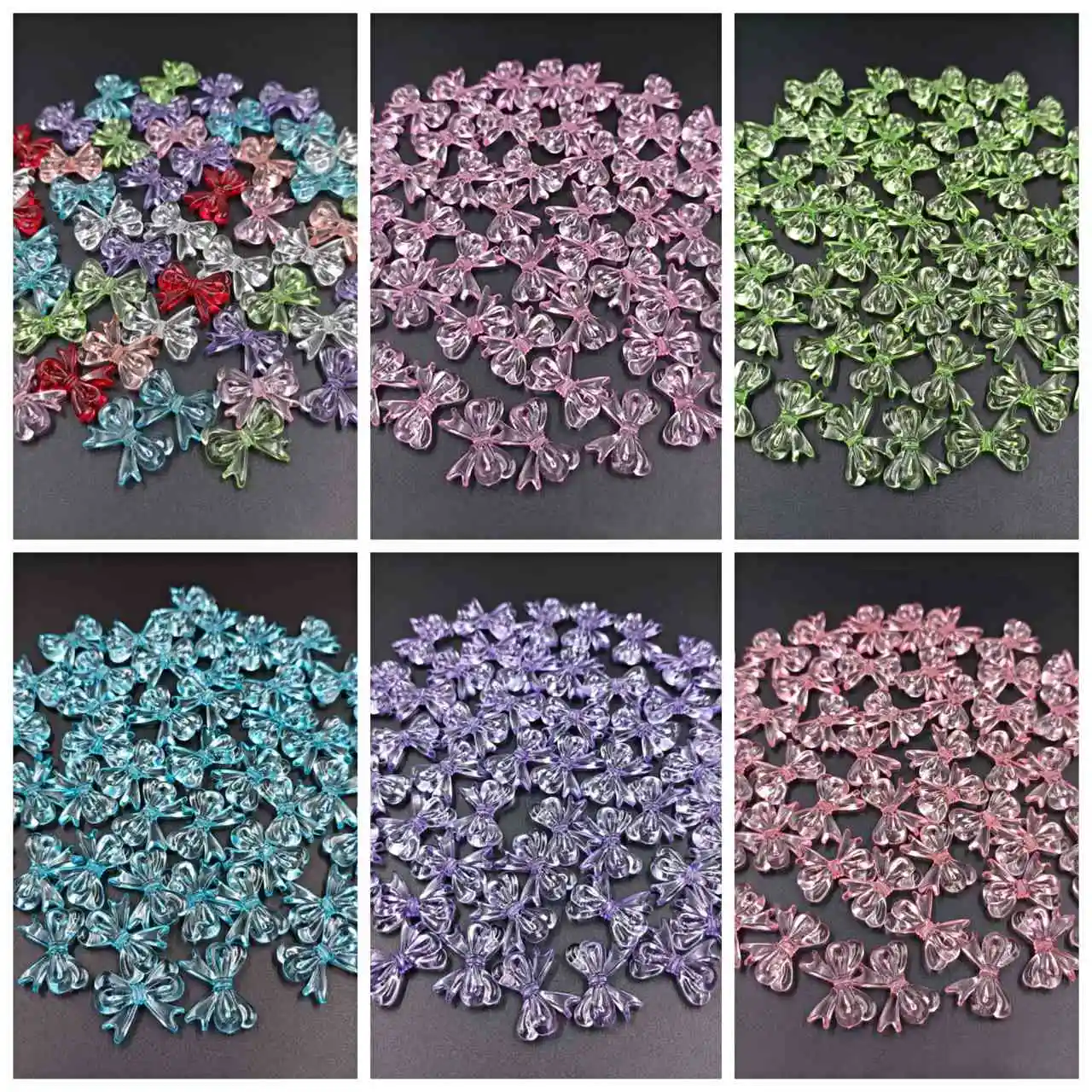 Aksesori anting-anting perhiasan buatan tangan DIY manik-manik akrilik bahan busur transparan Banyak Warna 15*19mm 20 buah