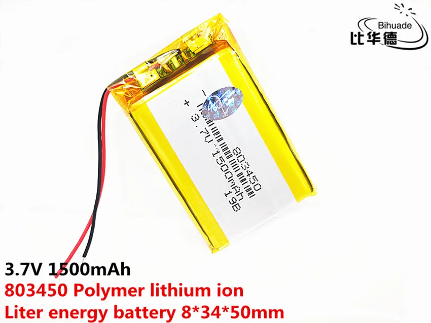 3.7V 1500mAh 803450 Lithium Polymer LiPo Rechargeable Battery li ion cells With PCB For Mini Fan MP4 MP5 GPS Toy PDA Headset