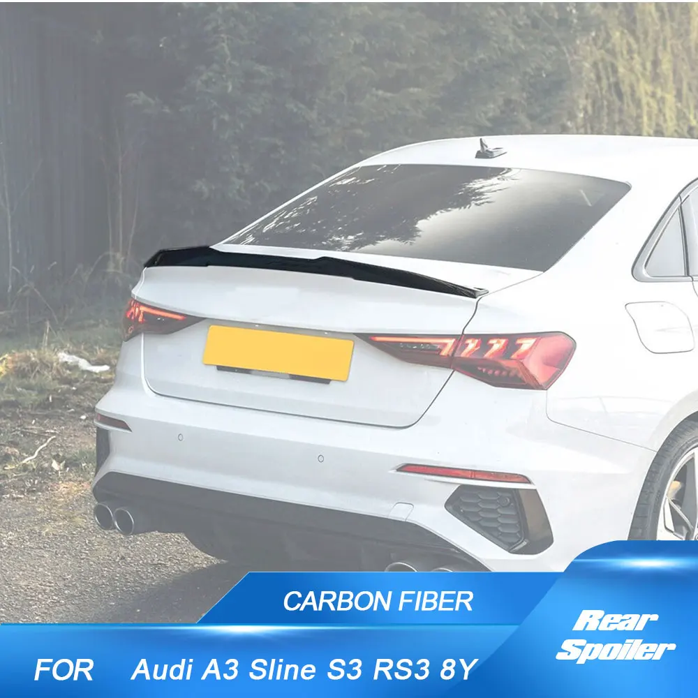 

Real Carbon Car Rear Trunk Spoiler For Audi A3 Sline S3 RS3 8Y Sedan 2021-2023 Rear Spoiler Trunk Wing Car Kits Lip Wings