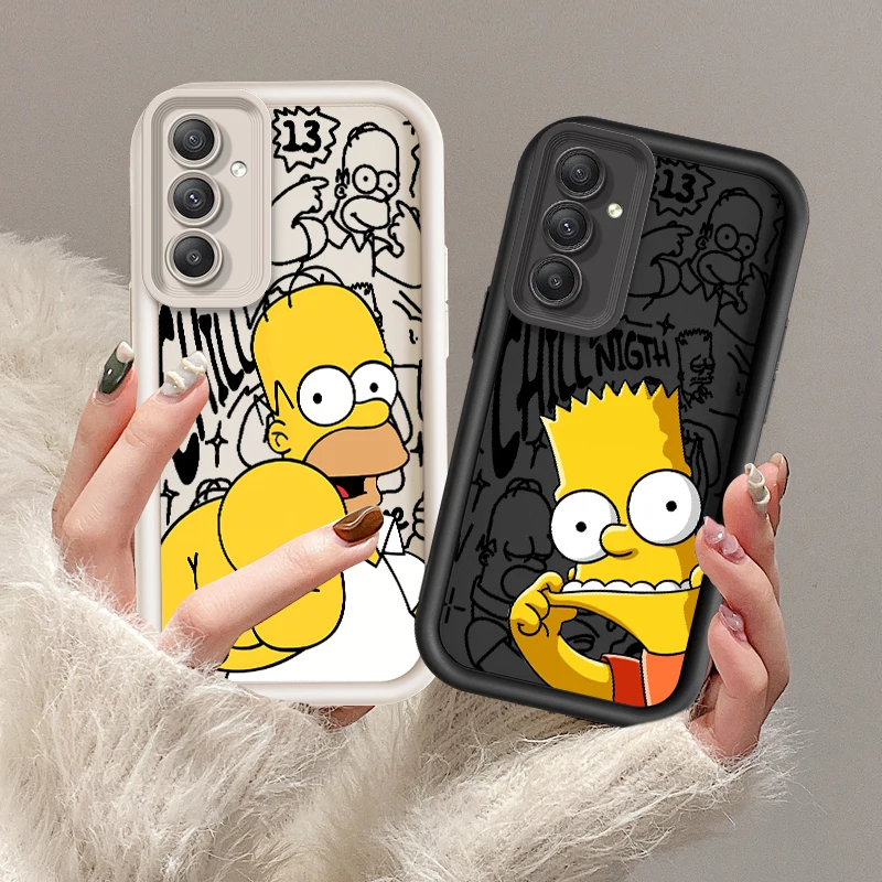 The S-Simpsons Cartoon For Samsung A73 A71 A54 A53 A52 A51 A33 A32 A21S A14 A13 A12 A03 A04 A05 5G Eye Ladder Soft Phone Case