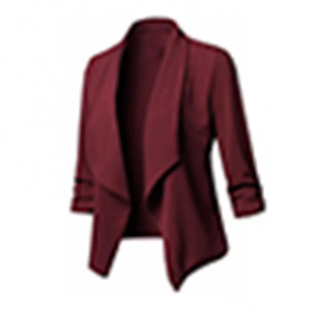 Autumn Office Women Solid Color Blazer Lapel Open Front Short Suit Jacket Fall Formal Workwear Business Casual Outerwear
