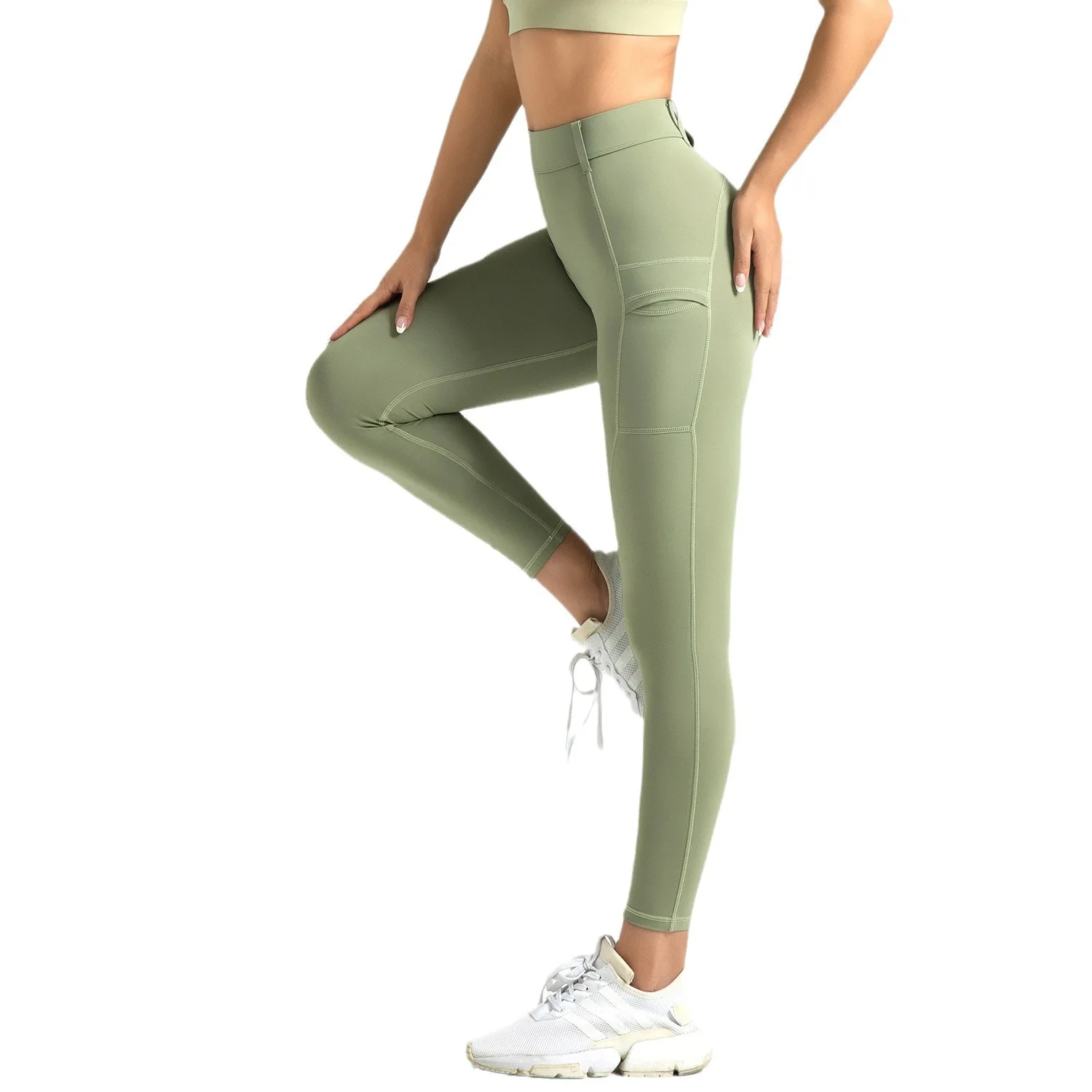 Fitness Leggings Yoga Pants With Pockets For Women Full Length Leggings Running Jogging Pants High Waist Elastic Solid Pants