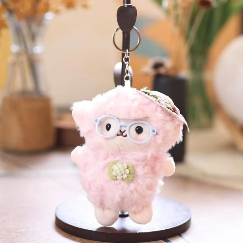 Hanging Ornaments Lamb Plush Keychain Lamb New Year Soft Fluffy Sheep Doll Pendant Decorations Kawaii Bag Charms Car Hanging