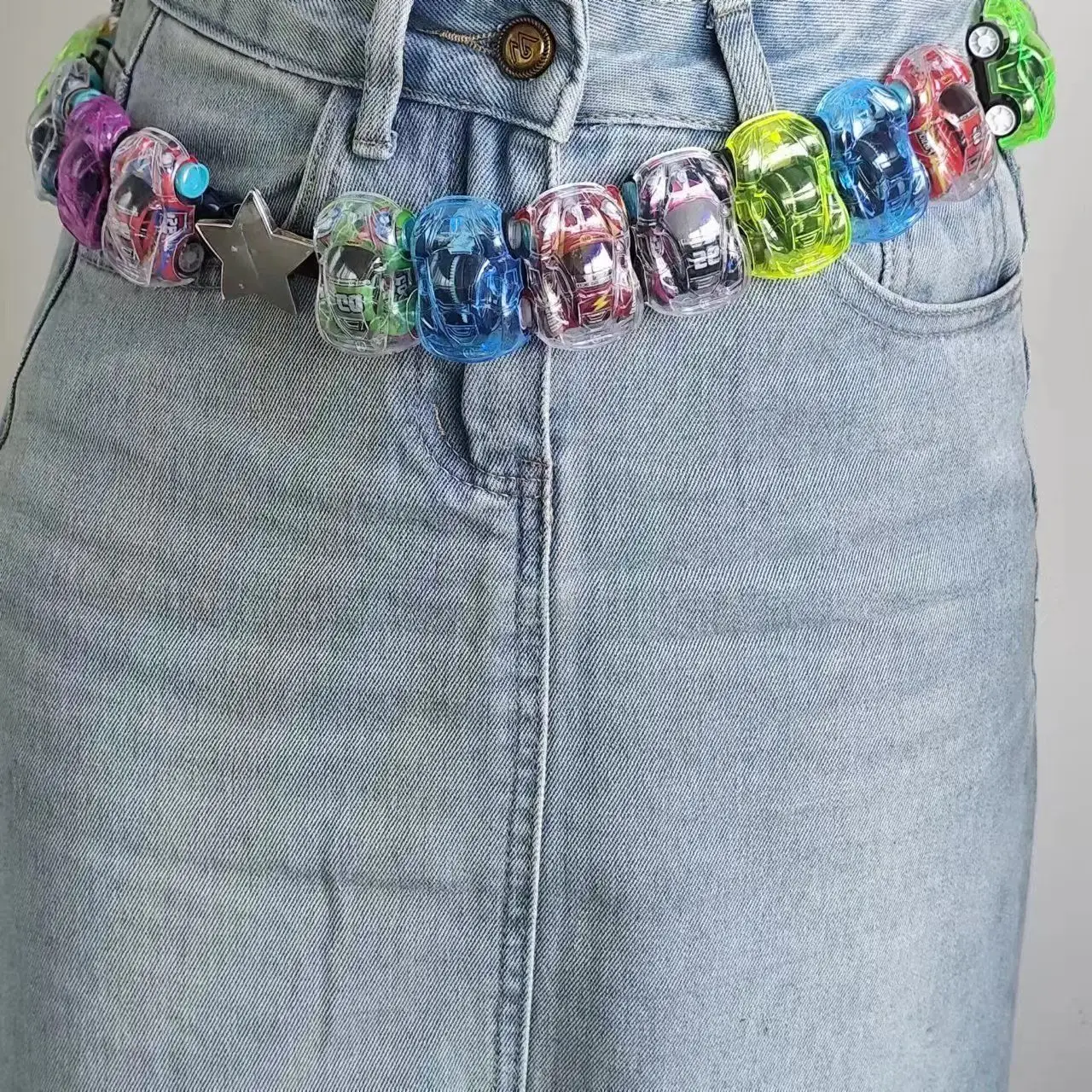 Creative Racing Model Belt Y2k Streetwear 18pcs Cars Model Decorative Belt For Men Women Clothes Accessories