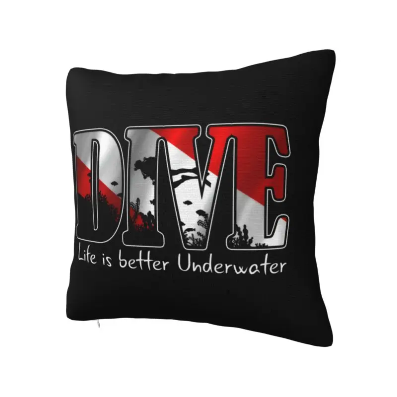 Scuba Diving Life Is Better Underwater Throw Pillow Covers Decoracion Dive Divers Sofa Chair Cushion Cover Polyester Pillowslip