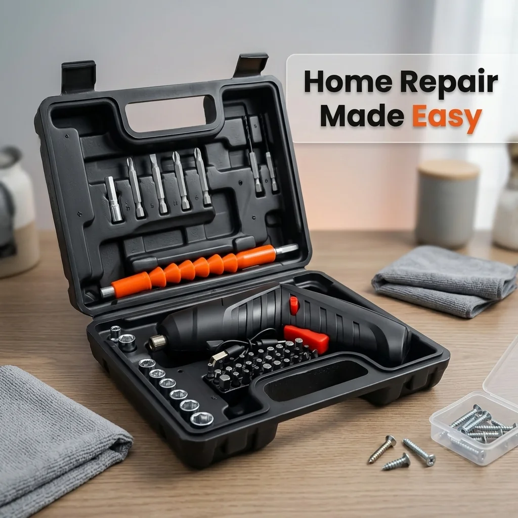 47Pcs Rechargeable Electric Screwdriver Kit 3.6V Cordless Lithium Power Tools Set Foldable for Home DIY Repair Assembly Electron