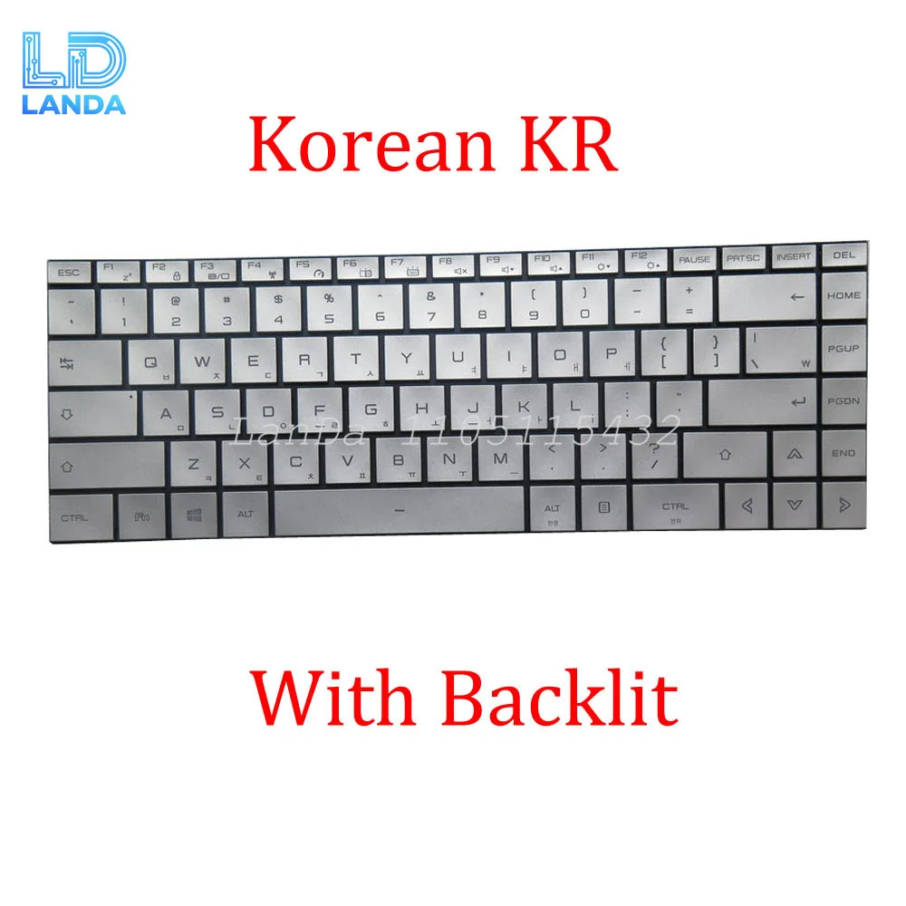 

Silver/Black Laptop With Backlit KR US TR Keyboard For 한성컴퓨터 For Hansung TFX225S TFX5556UW PF5MN2G22 Korean KR English US New