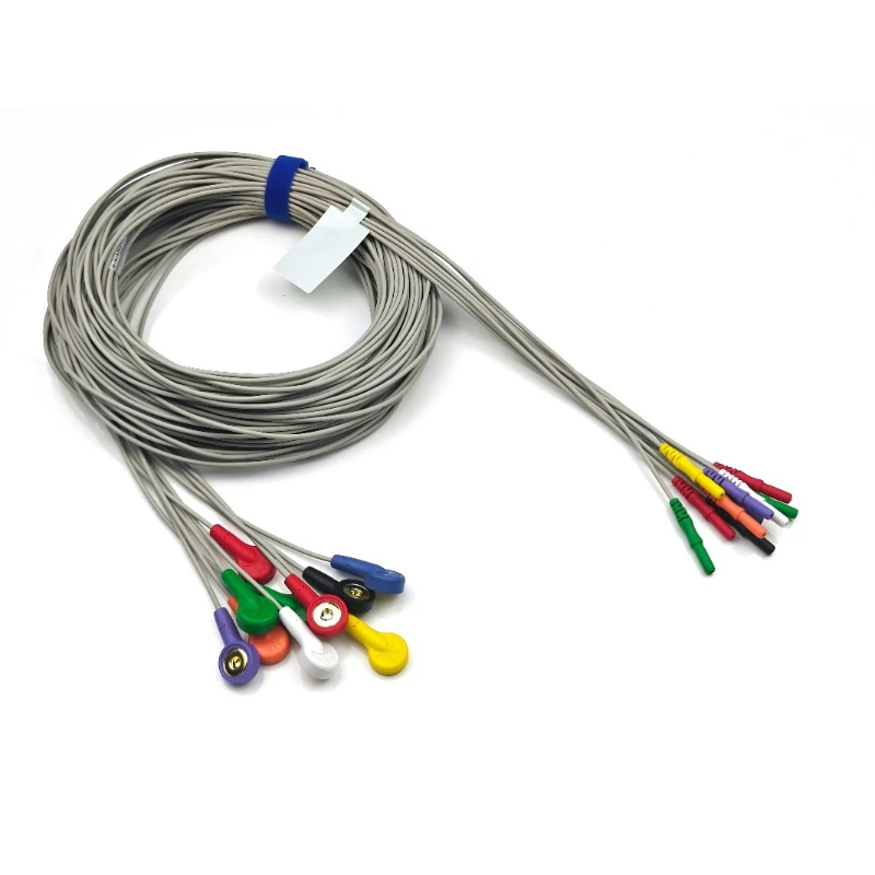 Compatible with DIN 1.5mm ECG Cable AHA 10 Lead Snap-on Cable