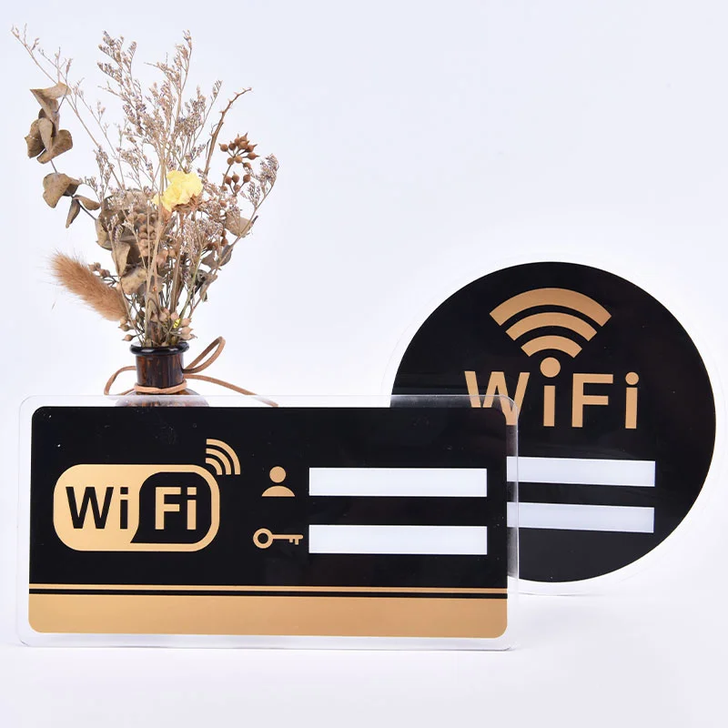 WIFI Sign 3D Acrylic Mirror Wall Sticker Rewritable Handwriting Account Password