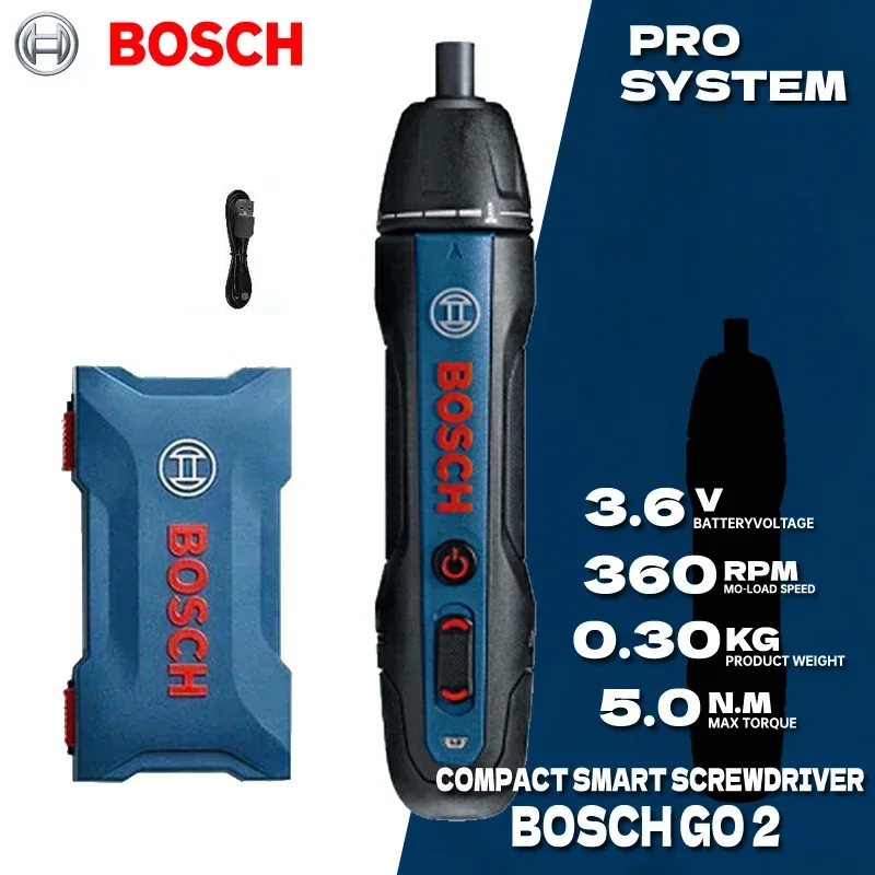 BOSCH GO2 Cordless Compact Screwdriver Mini Press Type Screwdriver Rechargeable Multifunctional Smart Hand Drill Bosch Go 2