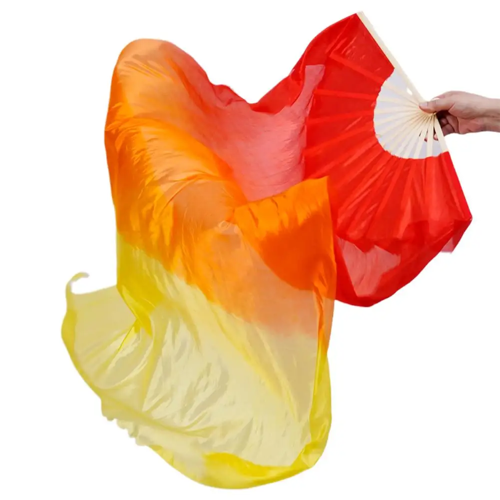 Big Belly Dance Silk Veils 36cm Bamboo Rib Women Bellydance Competition Fan Props Stage Performance Show Props Long Folding Fan