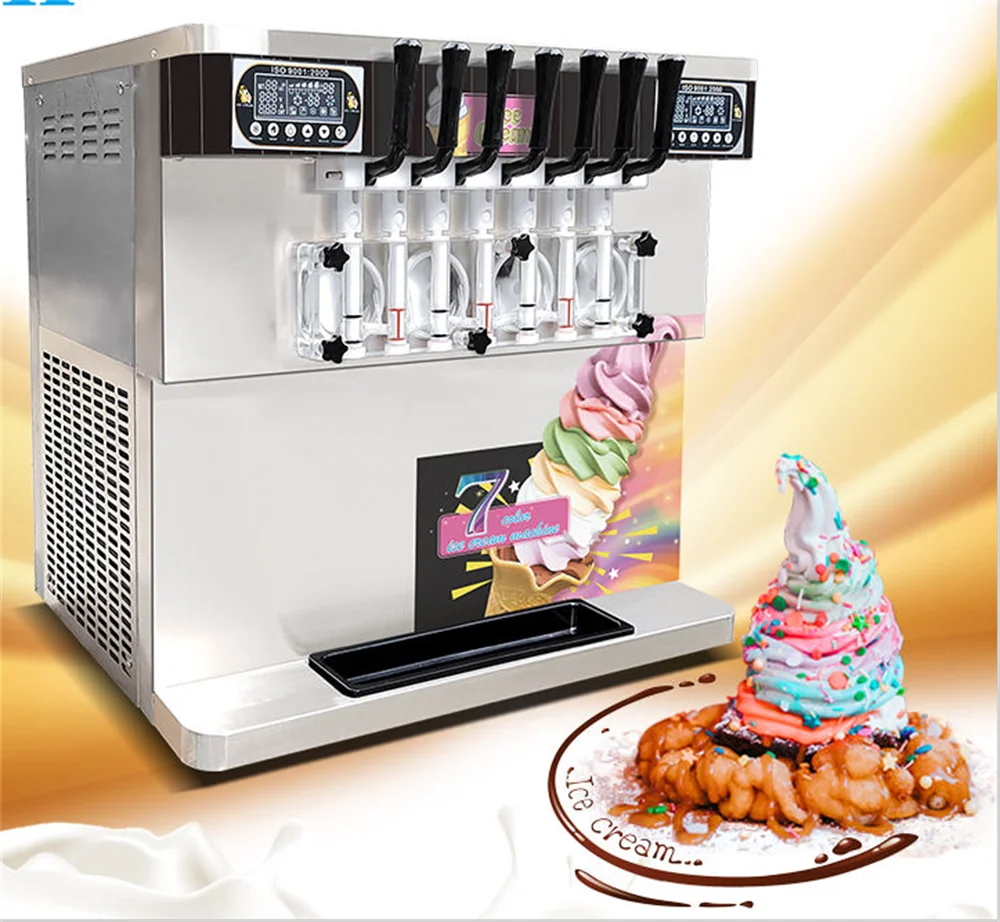 

7 Flavors Frozen Yogurt Soft Serve Ice Cream Machine Automatic Ice Cream Making Machine Automatic Ice Cream Maker