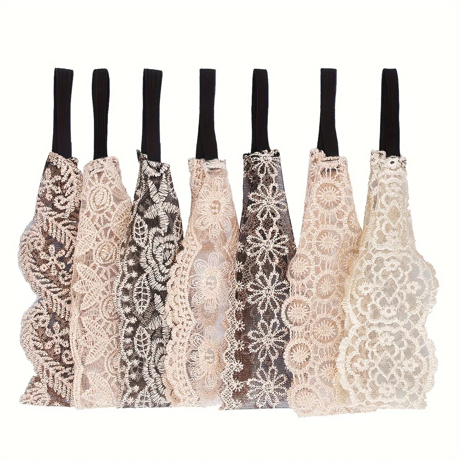 

7pcs/Set Elegant Embroidered Headband Elastic Headwear Hairband Vintage Lace Hair Accessories For Women Girls