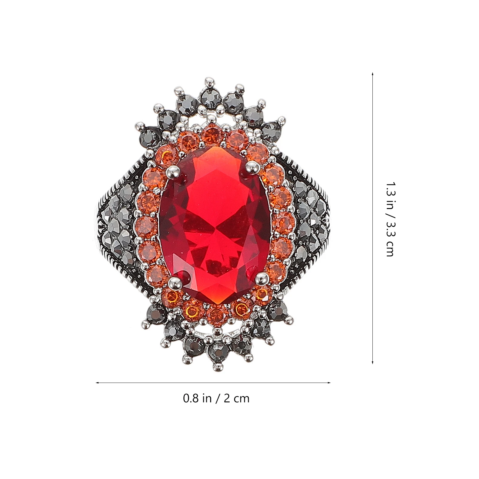 

Thai Silver Gem Ring Miss Vintage Women Synthetic Gems Decorative Finger