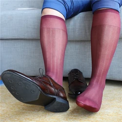 Calf Socks Men Socks Summer Transparent Breathable Comfortable Knee Length Lightweight Long Stripes Men Comfort