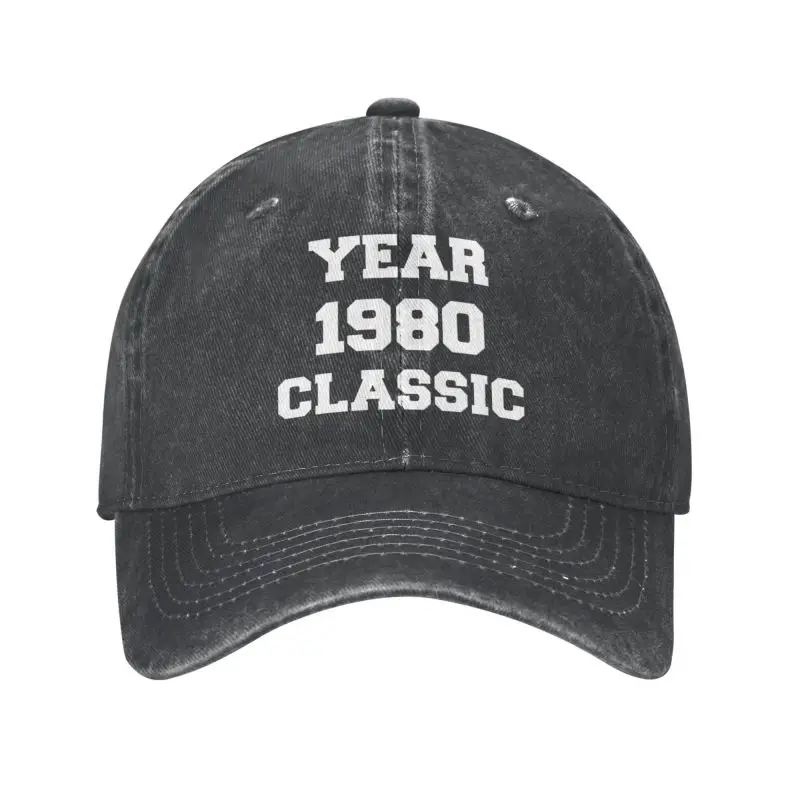 Coton Classique Unisexe, Année Naissance en 1980 Casquette de baseball réglable pour hommes et femmes, chapeau de papa adulte, sports, cadeaux d'anniversaire