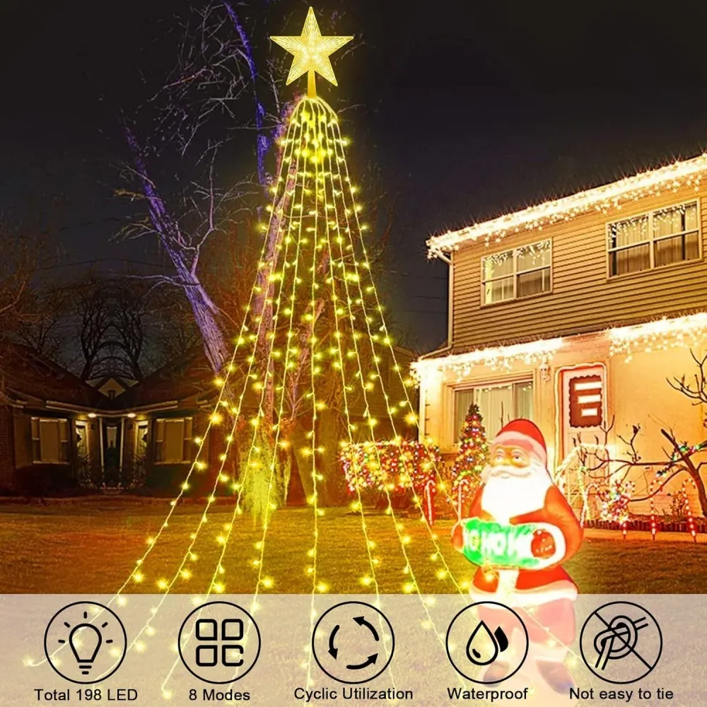 1 قطعة 2 متر/3 متر عيد الميلاد USB ستار شلال ضوء مع 8-وضع التحكم عن بعد ، تستخدم للحزب والعطلات الديكور ﻿