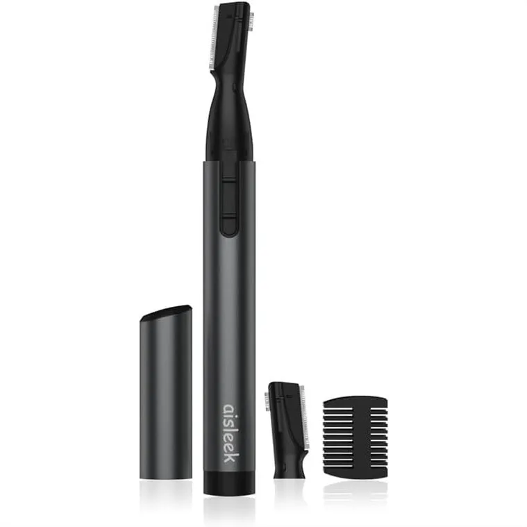 Recortador de cejas para hombres, recortador de precisión, afeitadora a batería con cuchilla lavable, tamaño compacto tipo bolígrafo, afeitadora segura e indolora