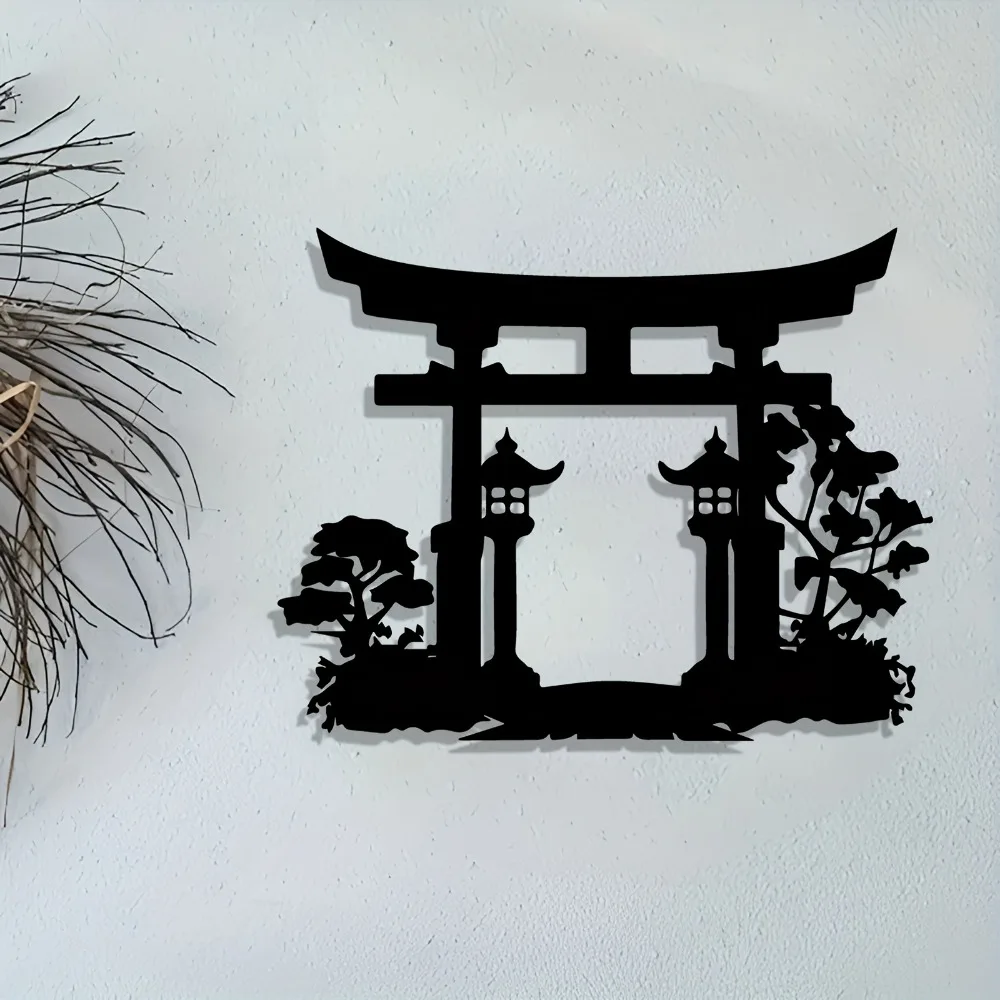 Traditional Japanese Pattern Metal Wall Hanging Cutout Iron Art Elegant Home Decoration For Living Room Bedroom