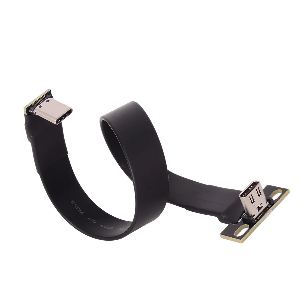 FFC USB 3.2 Type-C Extension Flat Ribbon Cable 90 FPV Slim Soft Flexible FPC Charger Handheld Gimbal Monitor 20G Gen2 X2 20G/bps