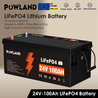 Powland 100AH 200AH LiFePO4 Battery 12V 24V BMS Rechargeable Lithium Bateria Pack for Camping Car Solar System Home Storage