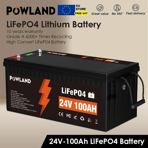 Аккумулятор Powland 100 Ач 200 Ач LiFePO4 12 В 24 В BMS, перезаряжаемый литиевый аккумулятор для кемпинга, автомобиля, солнечной системы, домашнего хранения топ 8 аккумуляторная солнечная система - №4