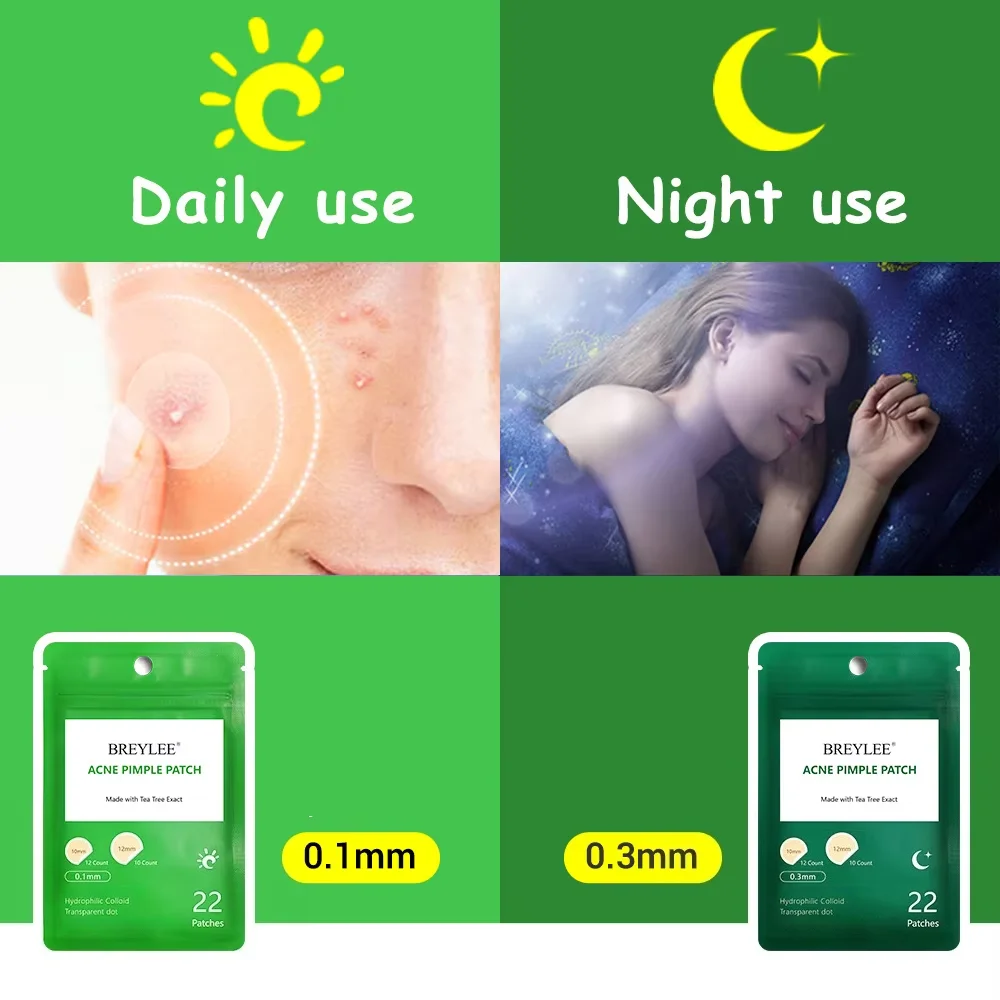 

22 Patches Ultra Thin 0.1mm Tea Tree Extract Acne Pimple Patch Invisible Waterproof Breathable Sticker Day Night Use