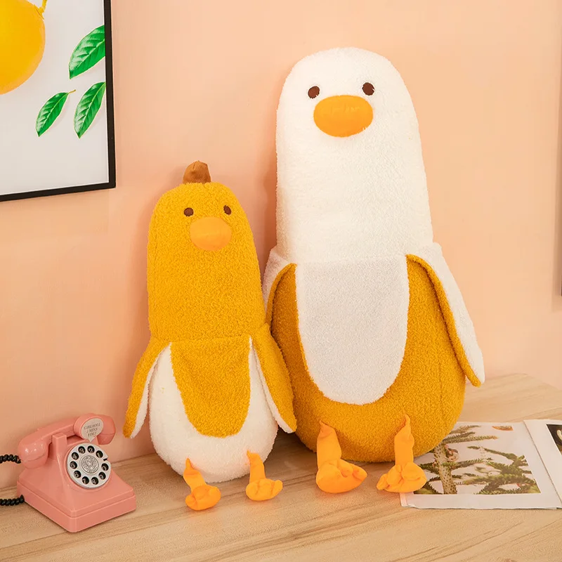 Kawaii Plüschtier, Bananente, gefüllte Puppe, süßes lustiges Tierkissen, weich, kuschelig, Kindergeburtstagsgeschenk für Kinder, Jungen und Mädchen