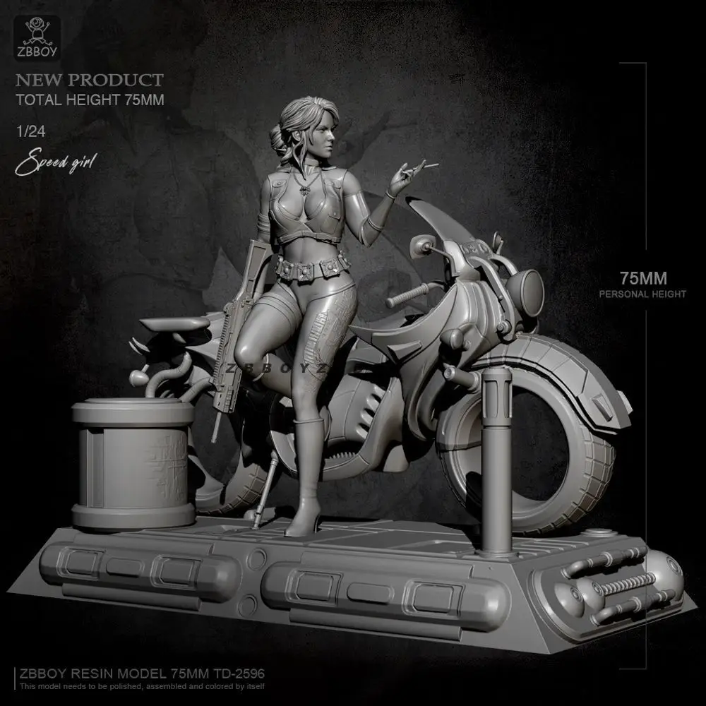 H75mm 1/24 Speed Lady 3D Printed Resin Model Self-assembly DIY Coloring Models Decoration Crafts Miniatures
