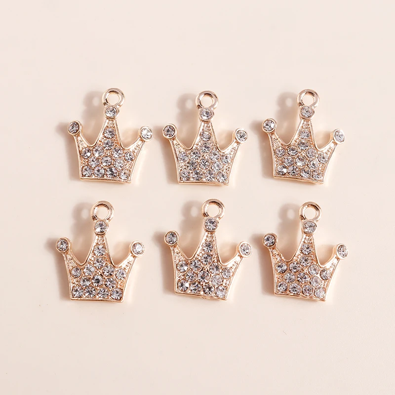 

20pcs 16x18mm Cute Crystal Crown Charms Pendants for Jewelry Making Earrings Necklaces Bracelets Accessories DIY Crafts Supplies