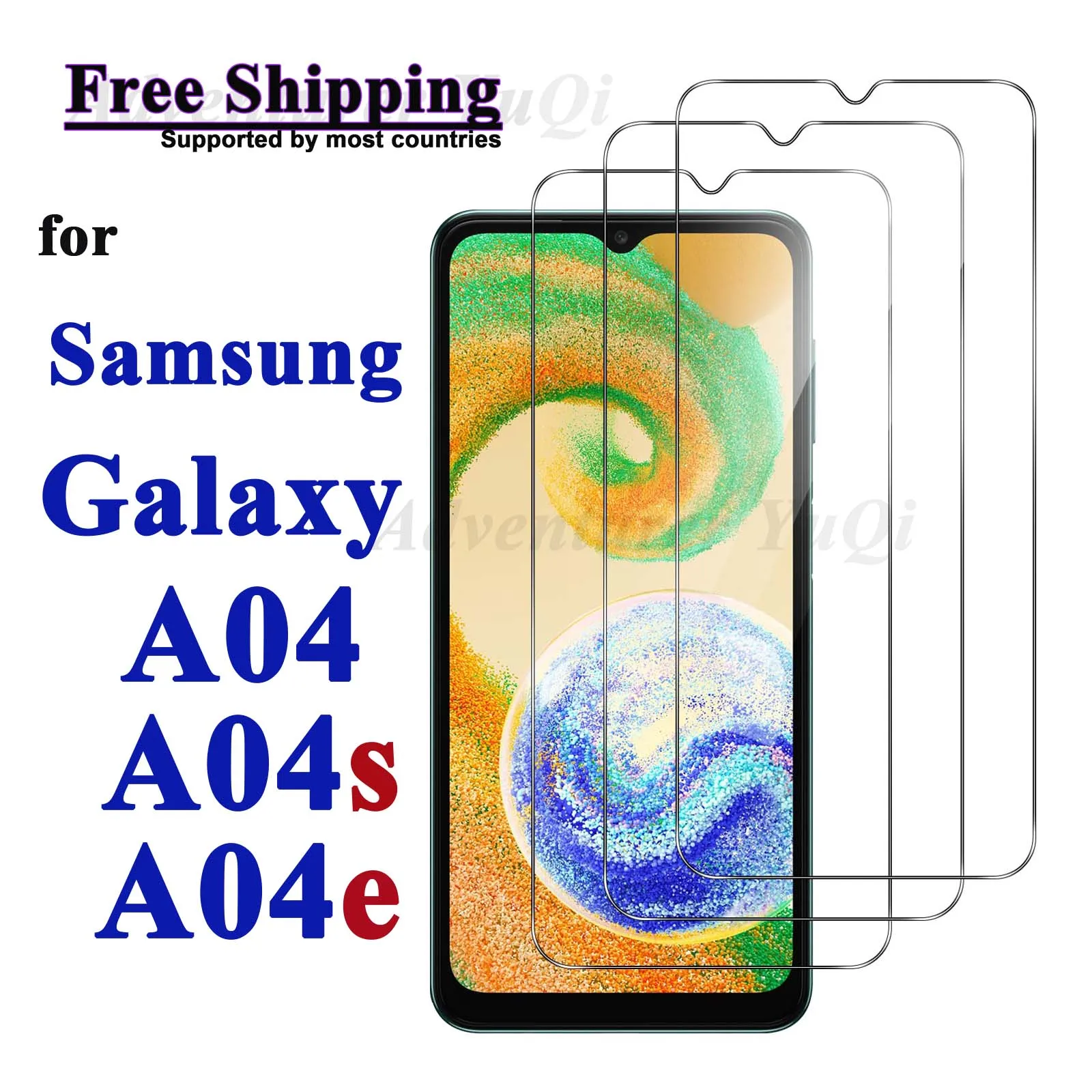 Screen Protector For Galaxy A04 A04s A04e Samsung, Tempered Glass HD Crystal 9H Clear Anti Scratch Case Friendly High Aluminum