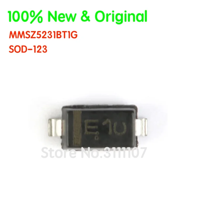 20PCS/LOT  MMSZ5231BT1G MARK:E1 SOD-123  MMSZ5231 Zener Voltage Regulators IC 100% New & Original