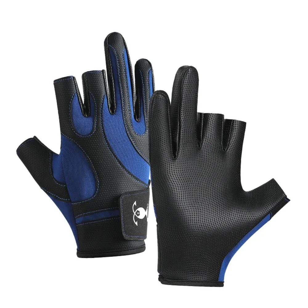 

Three-Finger Fishing Gloves Sun-proof Breathable Sports Bicycle Riding Gloves Wear-resistant Non-Slip Men Gloves Nautical Sports
