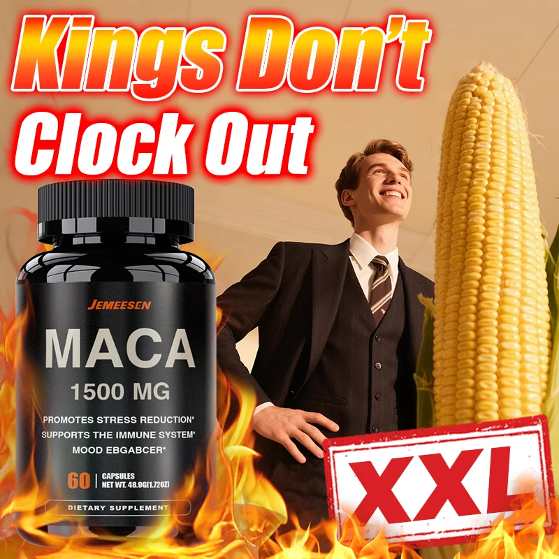 

Powerful Black Maca Capsules for Men Increase Strength Stamina Energy Enhance Immunity Supplement,30 days supply