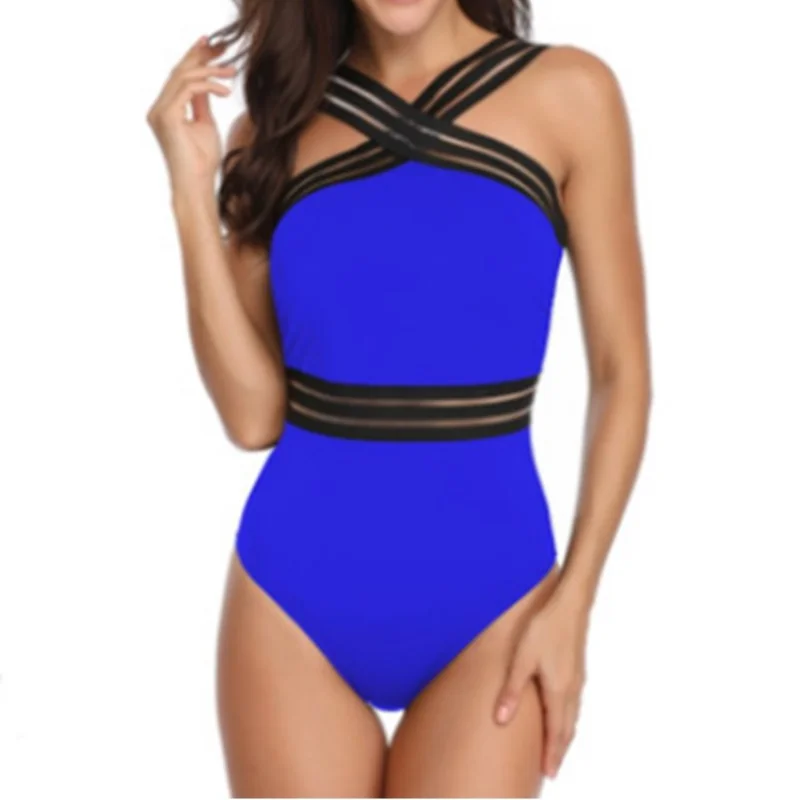 

Women's Swimwear 2024 Sexy Bikinis Solid One-Piece Suit V-neck Backless Hollow Out Waist Design Triangle Beach Trendy Swimsuits