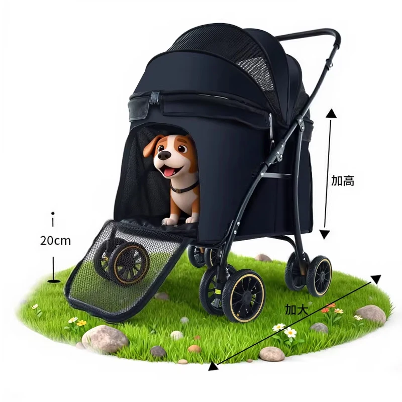 

Medium-sized and large-sized pet carts, medium-sized dog carts, portable and foldable, and one-button car collection for going o