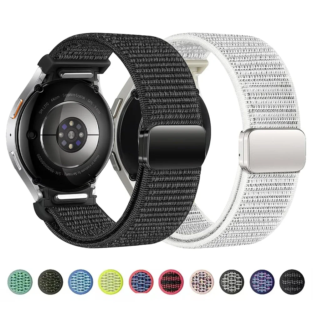 Ремешок для Samsung Galaxy Watch 4/5/6/7/FE/classic/5 Pro 44 мм 40 мм без зазоров Магнитный нейлоновый браслет correa Galaxy Watch 7 Ремешок