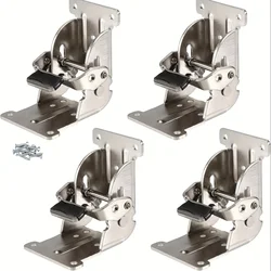 4 PCS Folding Leg Hinge Bracket, 0-90-180 Degree Foldable Support Bracket Self-Locking Hinge with Screws