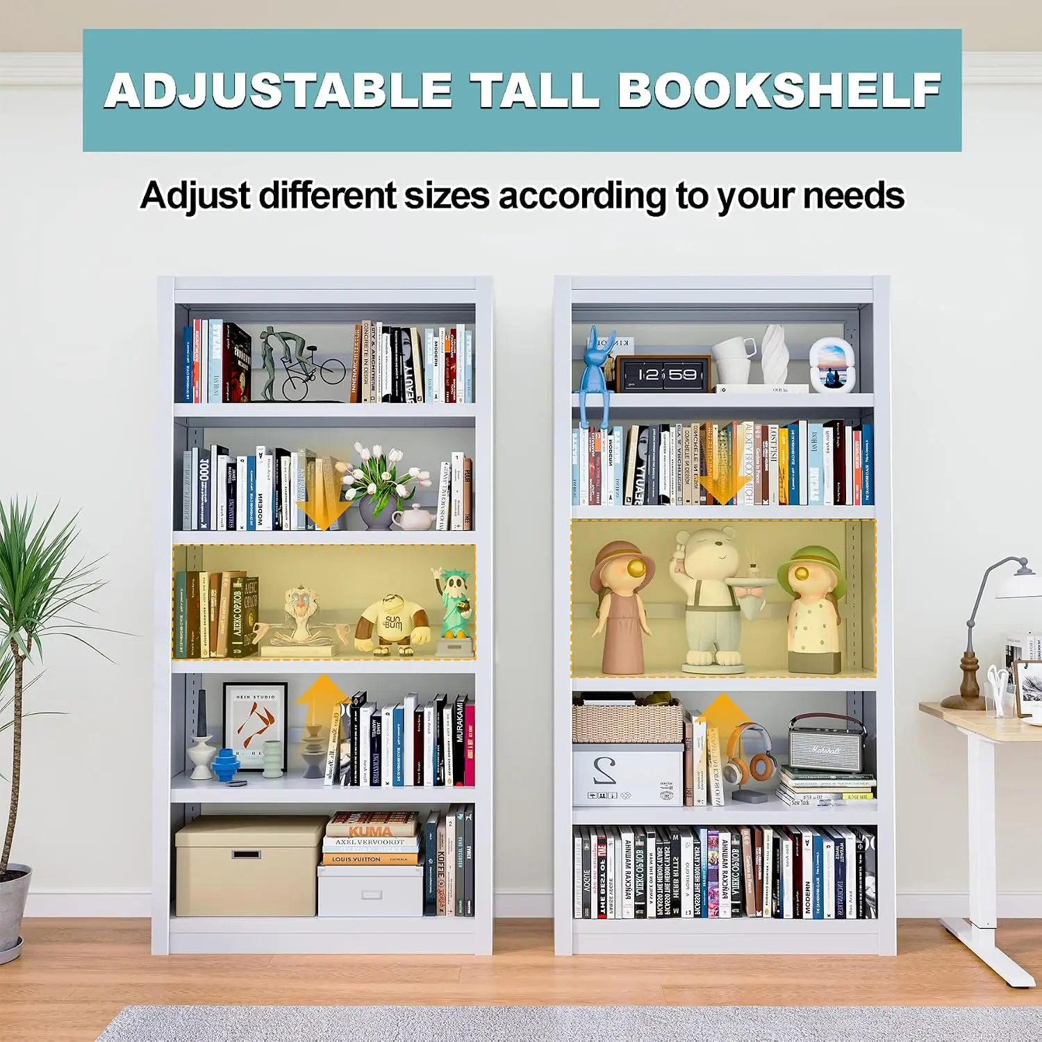 6-Tier Adjustable Steel Bookshelf 69