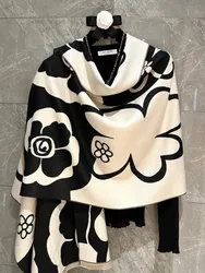 Bufanda de Cachemira acrílica suave para mujer, chal elegante con flores, capa larga de viaje para primavera y verano, Otoño e Invierno