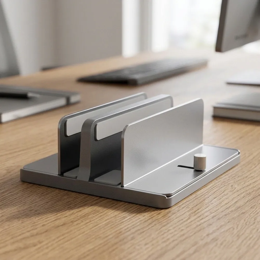 Multifunctional Vertical Laptops Bracket With Adjustable Dual Slot Space-saving Desktop Storage Holder D For Laptops & Tablets