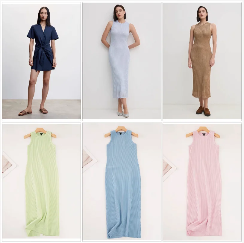

2025 Foreign Trade Original Spring/Summer Fashion Thin Fit Off Shoulder Knitted Sleeveless Tank Top Dress
