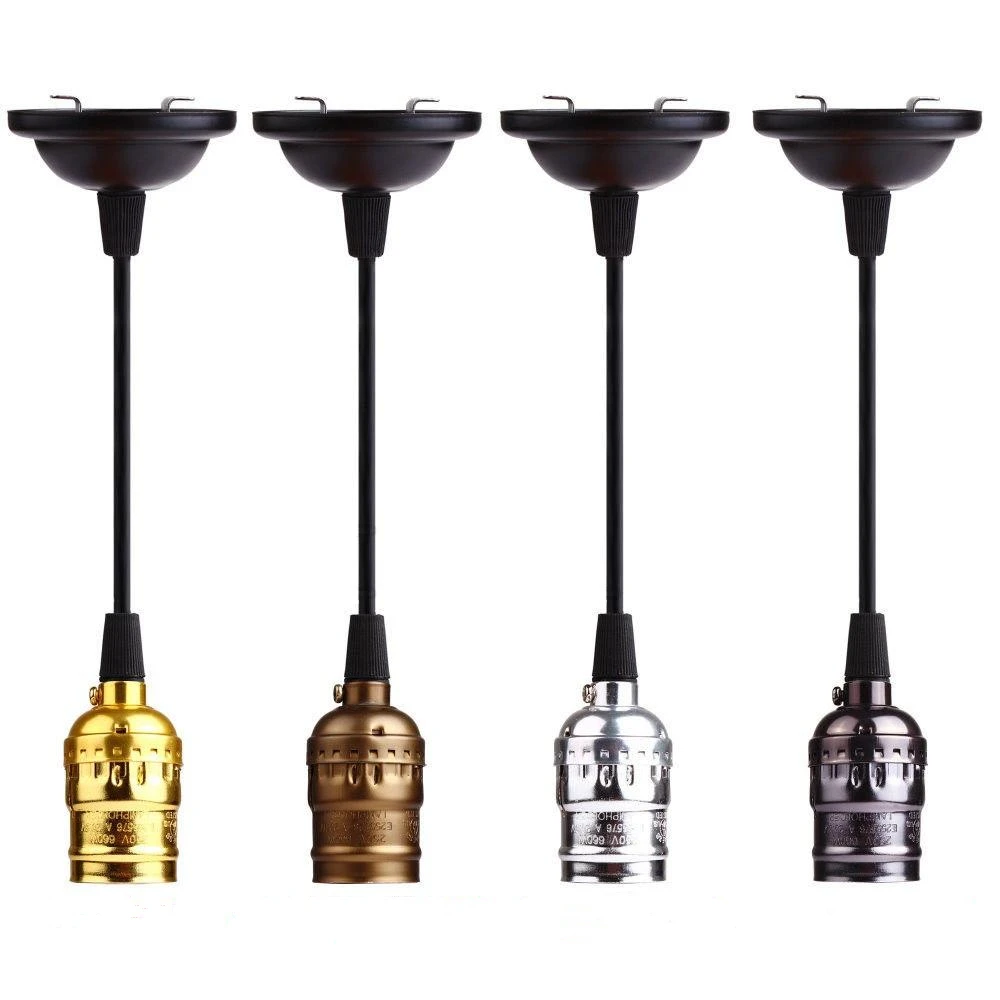 E26 E27 Vintage Retro Lamp Base Holder Screw Bulb Aluminum Shell Bulb Light Screw Socket 4 Colors With Switch