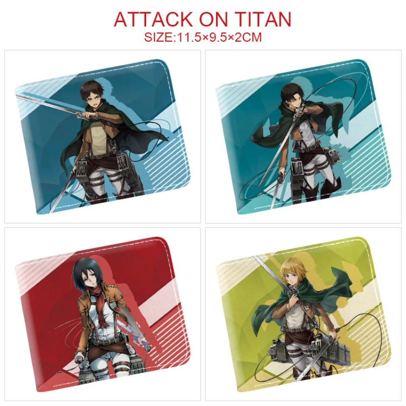 

Anime Attack on Titan Eren Mikasa Armin Levi Cartoon Students Boys Girls Folding Leather Wallet Coin Purse Money Cards Bag Gift