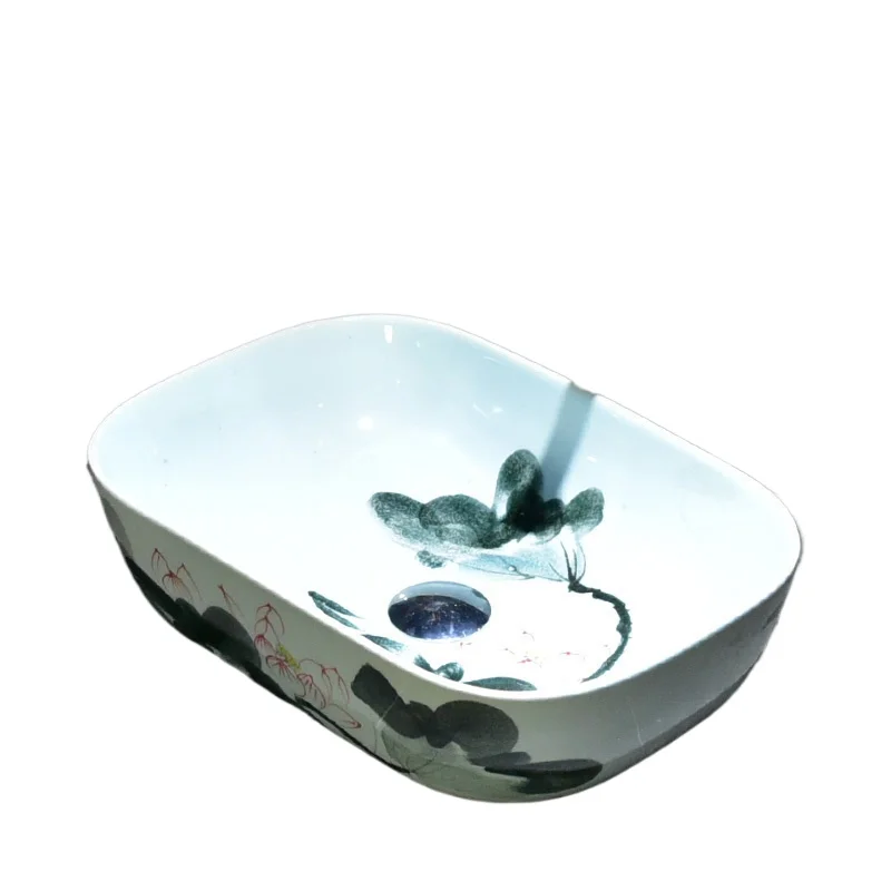 

Средиземноморская ретро-столешница, овальная американская раковина для мытья рук, художественная раковина для ванной комнаты, стол для мытья рук